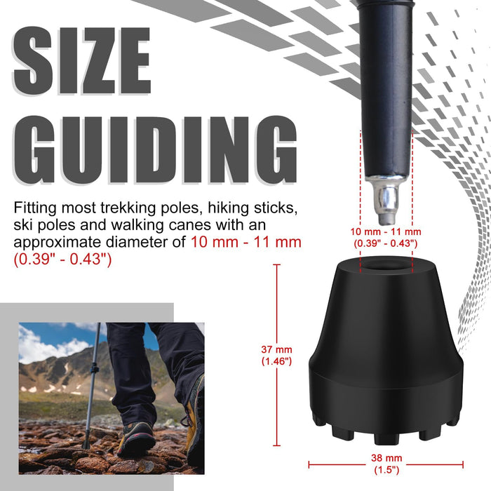 Trekking Pole Rubber Tips 4-Pack, Anti-Slip Shock Absorbing Feet