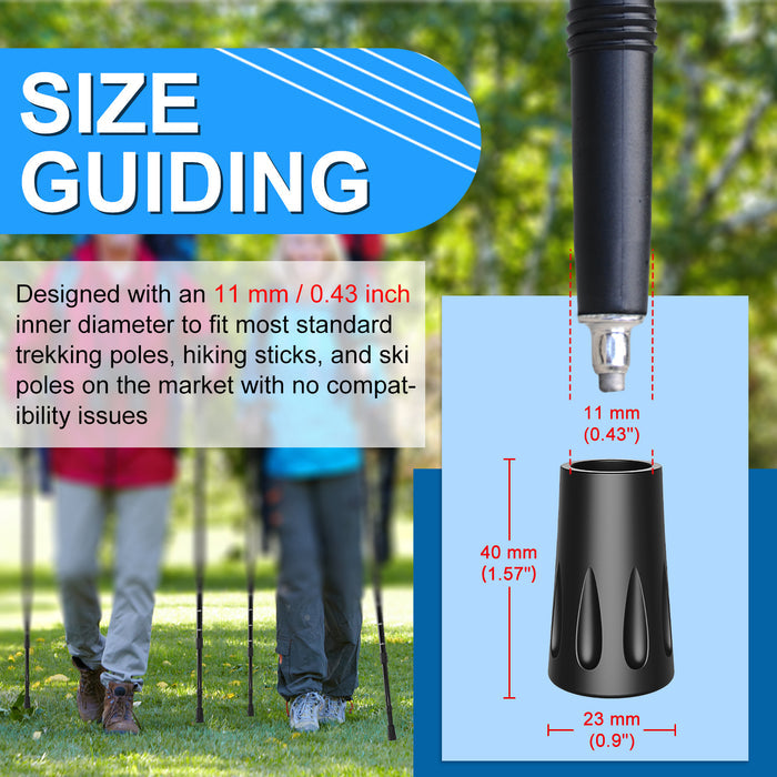Trekking Pole Tips 8-Pack, Anti-Slip Rubber Feet with Metal Core