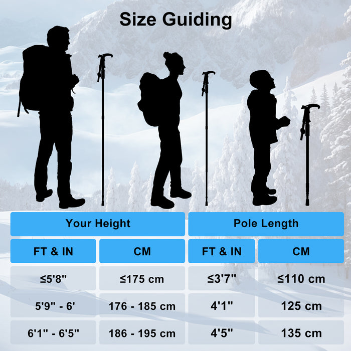 Trekking Poles 2 Pack Adjustable Aluminum Hiking Poles with Quick Lock