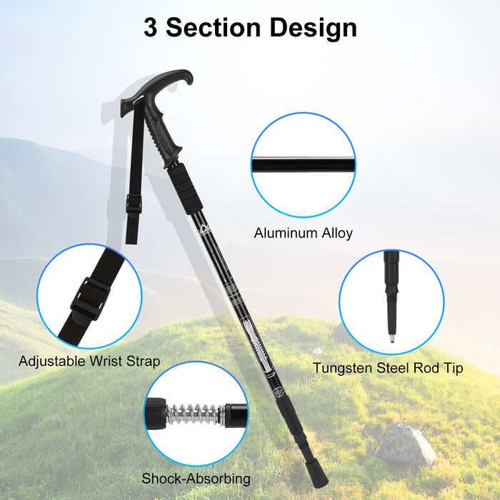 Trekking Poles 2 Pack Adjustable Aluminum Hiking Poles with Quick Lock