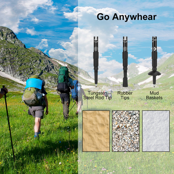 Trekking Poles 2 Pack Adjustable Aluminum Hiking Poles with Quick Lock