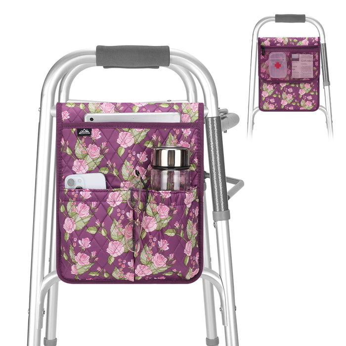 Universal Walker Bag Organizer with Multiple Pockets, Wheelchair Storage Bag for Seniors, Rollators and Mobility Aids