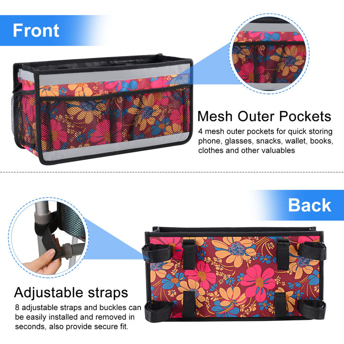 Walker Bag Organizer with Pockets Waterproof Storage Basket for Walkers
