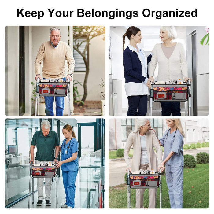 Walker Bag Organizer with Pockets Waterproof Storage Basket for Walkers