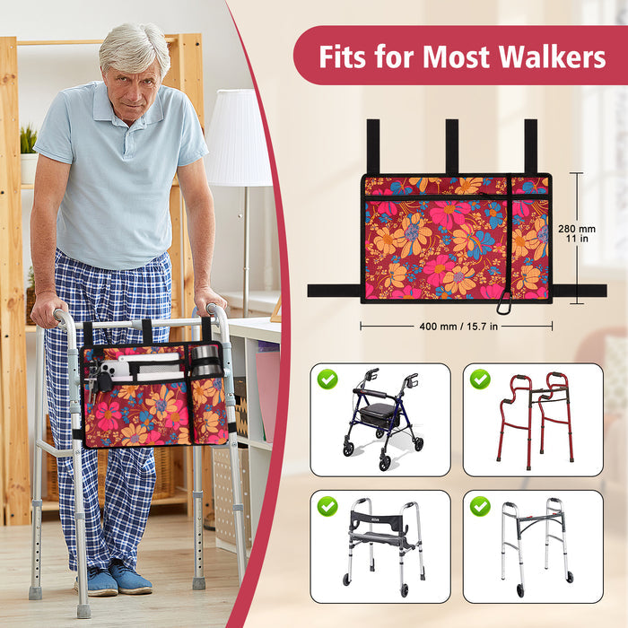 Walker Bag Water Resistant Organizer Pouch for Walker Rollator Wheelchair