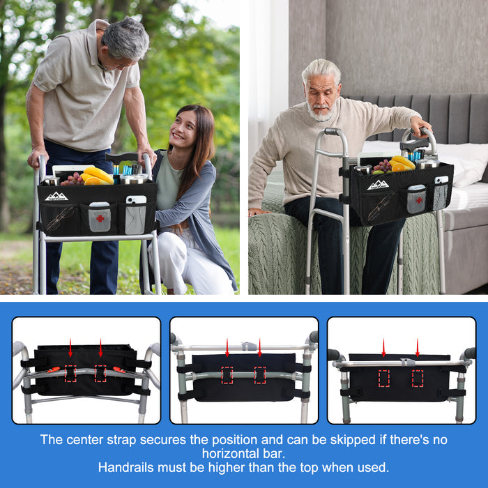 Walker Basket with Cup Holder, Foldable No-Tip Storage Bag