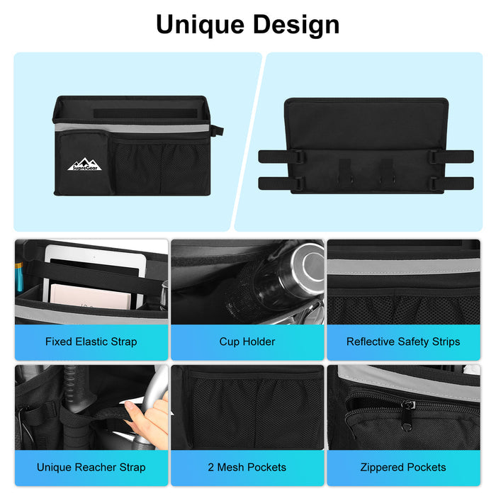 Walker Basket with Foldable Tray Organizer Bag for Walker Storage Accessories