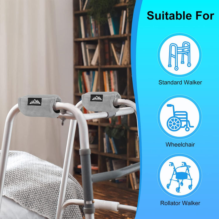 Walker Hand Grip Covers 2-Pack Padded Rollator Handle Grip Pads