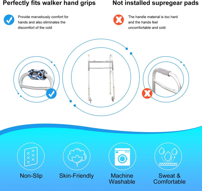 Walker Hand Grips 2-Pack Padded Non-Slip Handle Covers