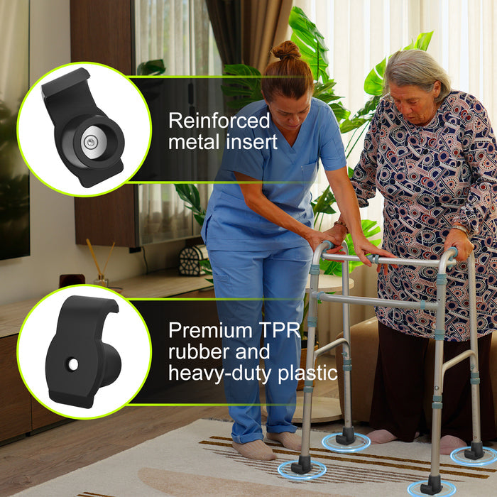 2 Pack Walker Ski Glides, Anti-Slip Glide Caps for 1 Inch Walkers, Smooth Mobility Accessories for Seniors