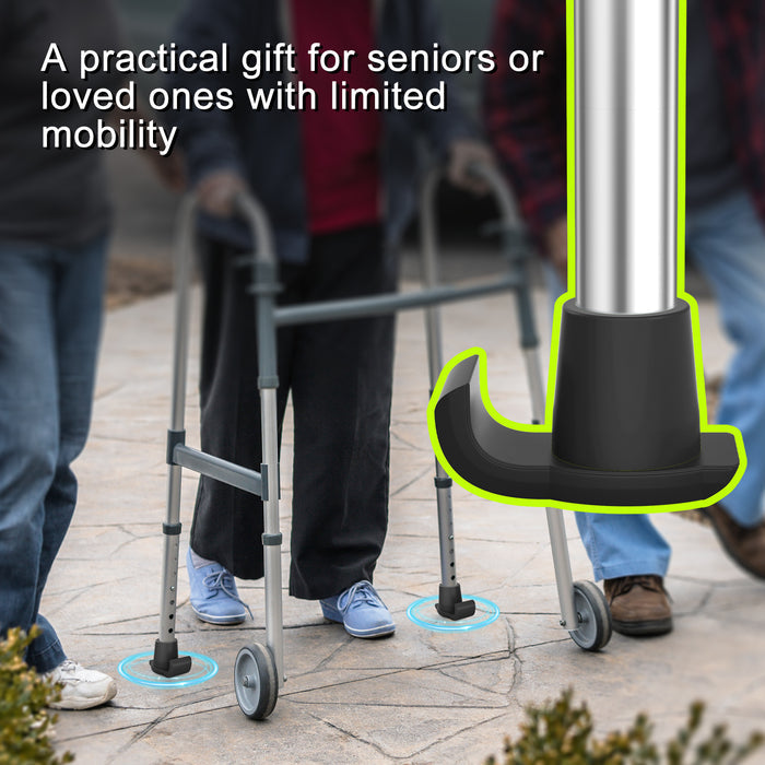 2 Pack Walker Ski Glides, Anti-Slip Glide Caps for 1 Inch Walkers, Smooth Mobility Accessories for Seniors