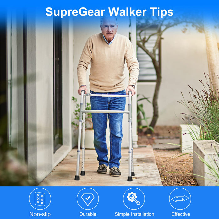 Walker Tips 8 Pack 1 Inch Rubber Replacement Feet for Walkers & Commodes