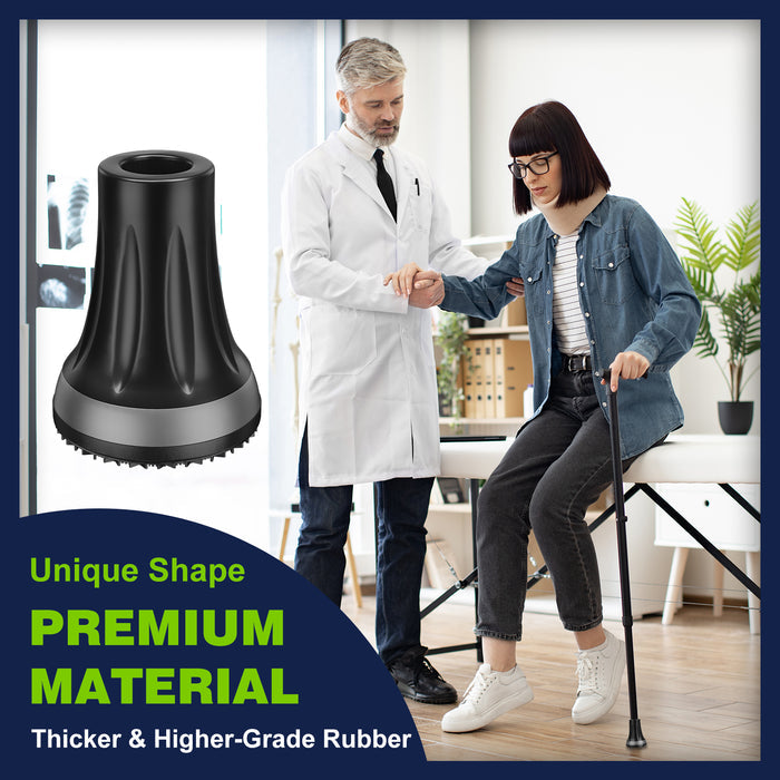 5/8 Cane Tips 2 Pack, Anti-Slip Rubber Replacement Feet for Walking Sticks with Reinforced Metal Washer