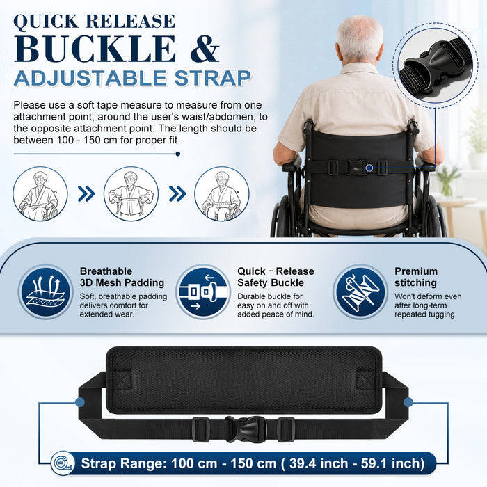Wheelchair Positioning Belt ¨C Adjustable Breathable Mesh Support Strap for Wheelchairs, Transport Chairs & Mobility Scooters