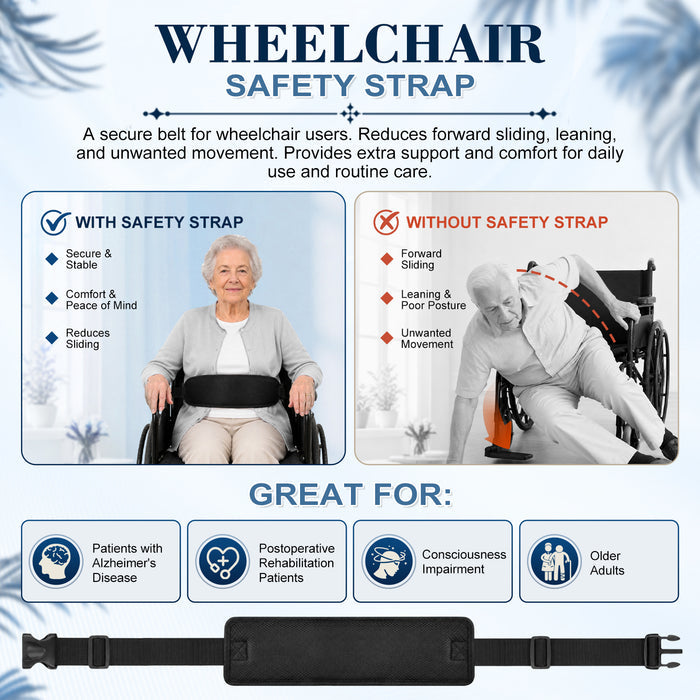 Wheelchair Positioning Belt ¨C Adjustable Breathable Mesh Support Strap for Wheelchairs, Transport Chairs & Mobility Scooters