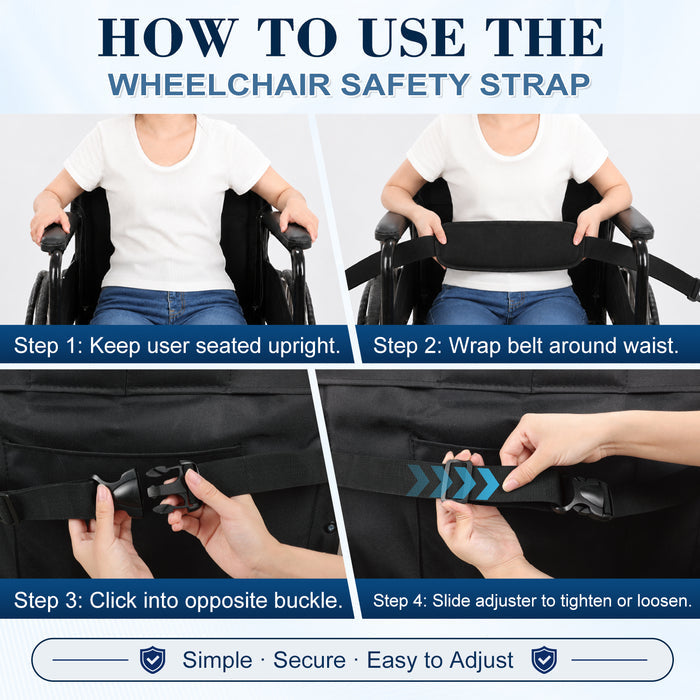 Wheelchair Positioning Belt ¨C Adjustable Breathable Mesh Support Strap for Wheelchairs, Transport Chairs & Mobility Scooters