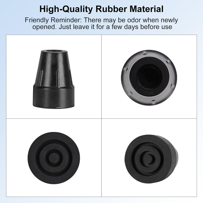 Wide Base Cane Tips Heavy Duty Rubber Replacement for Walking Canes & Crutches